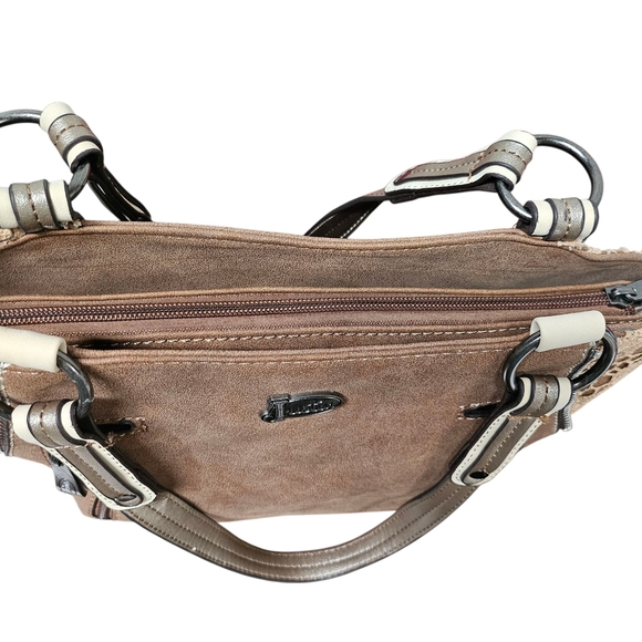 Justin Boots Saddle Lace Conceal Carry Fau Leather Fringe Brown Tan Shoulder Bag - Picture 5 of 7